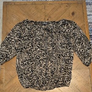 Express Women's Leopard Print Blouse - Black and Tan